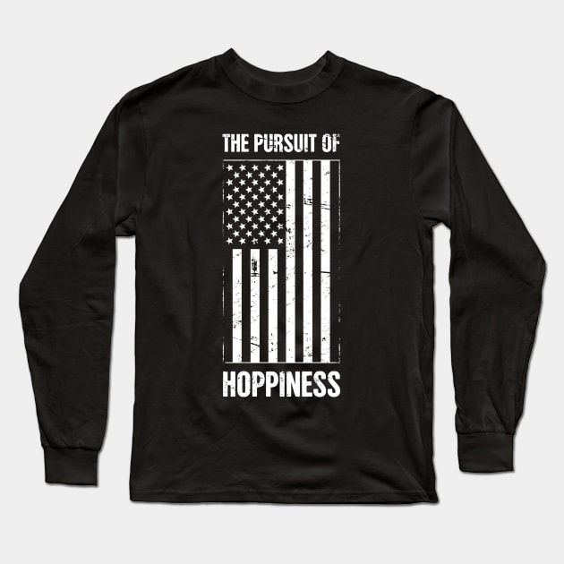 American Flag | Beer And The Pursuit Of Hoppiness Long Sleeve T-Shirt by MeatMan